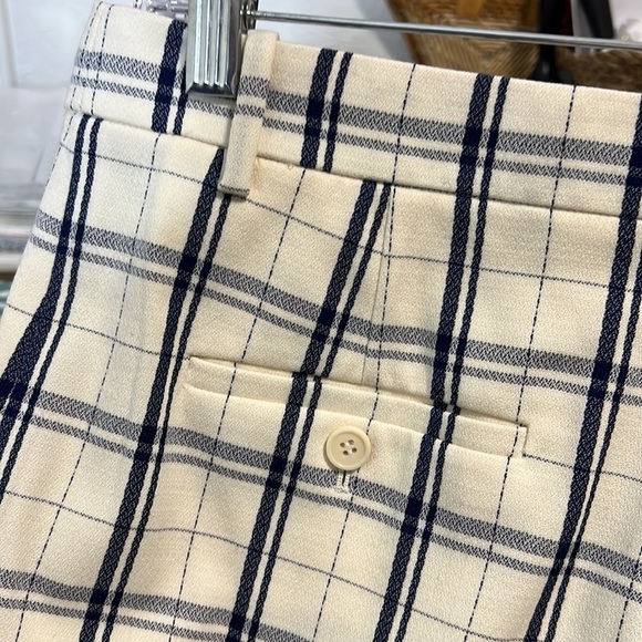 Theory Tribeca Trouser in Cream and Blue Plaid Print Size 4 - Picture 8 of 11